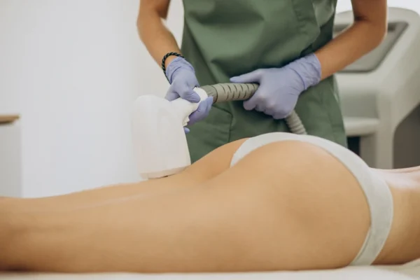 Sesión corporal de HIFU 7D para tonificación y reducción Aplicación de tratamiento HIFU 7D corporal en zona abdominal